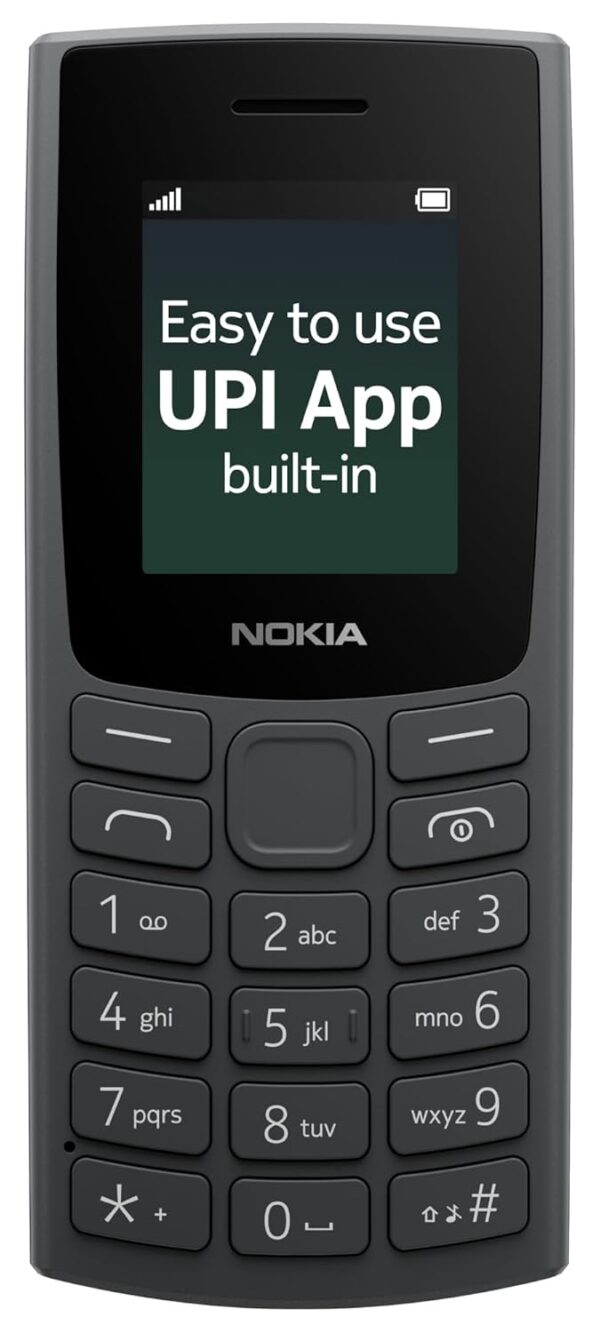 <h3>Nokia All-New 105 Single Sim Keypad Phone with Built-in UPI Payments, Long-Lasting Battery, Wireless FM Radio | Charcoal</h3>