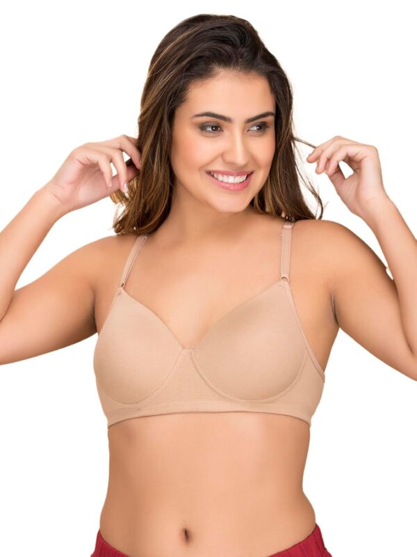 <h3>Clovia Women's Cotton Rich Solid Padded Full Cup Wire Free T-Shirt Bra - Skin</h3>