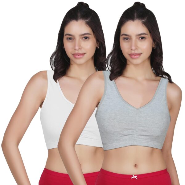 <h3>DChica Padded Sports Bra for Women's, High Impact Broad Strap Sports Gather Bra, Removable Pads, Non Wired T-Shirt Bra, Full Coverage, Elasticated Underband, Daily Use Running Bra (2 Pcs)</h3>