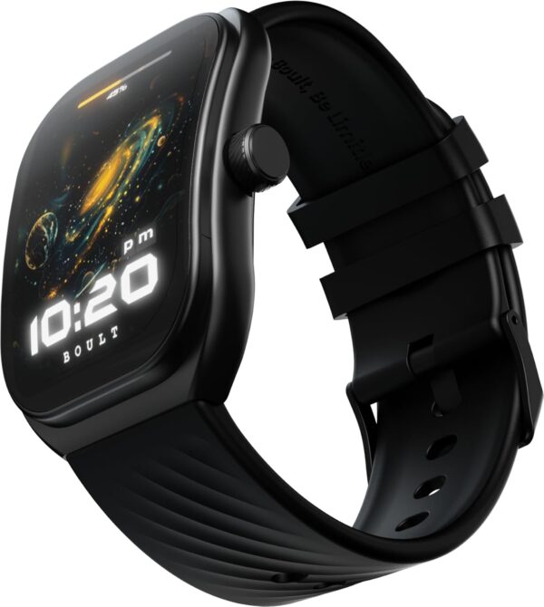 <h3>Boult Trail Smart Watch 2.01'' 3D Curved HD Display, BT Calling, Working Crown, 190+Watchfaces, 500 Nits Brightness, AI Voice Assistant, SpO2 Monitoring, 120+ Sports Mode (Raven Black)</h3>