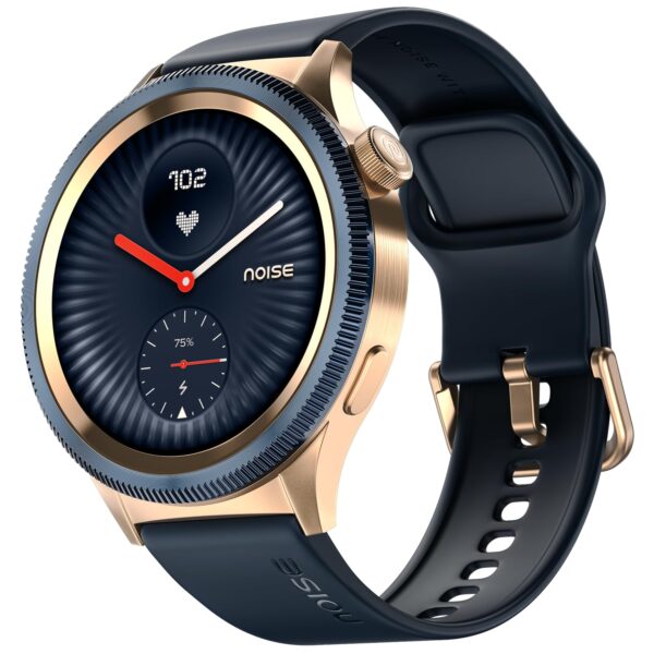 <h3>Noise Newly Launched Halo 2 Smart Watch 1st Ever Functional Rotating Dial (Axe-Cut Bezel), 1.43" AMOLED, Stainless Steel Build, Custom Transition Effects, BT Calling, Health Suite (Gold Blue)</h3>