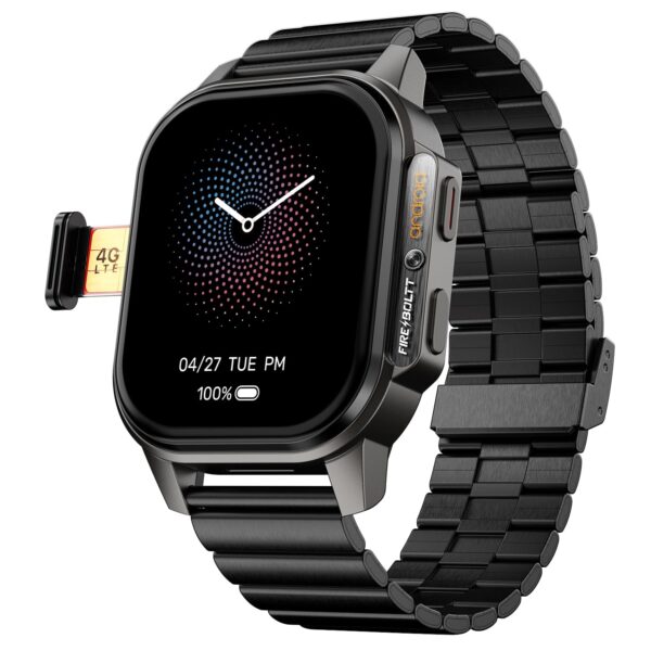 <h3>Fire-Boltt Snapp Smart Watch, Selfie Camera, 4G Nano-SIM Slot, 54.1mm AMOLED Display, Play Store- Unlimited apps, 1000mAh Battery, 2GB/4GB RAM + 16GB/64GB ROM (Jet Black Luxe)</h3>