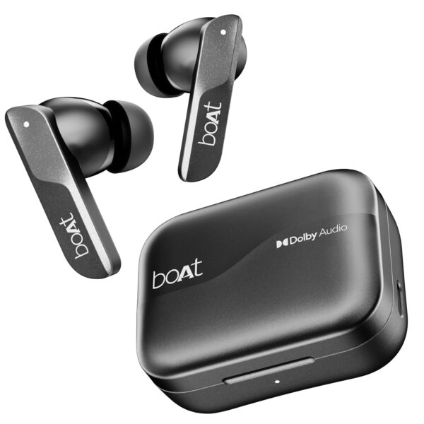 <h3>boAt Airdopes 800, Dolby Audio, Adaptive EQ by Mimi, 4Mics AI ENx, App Support, Fast Charge, Low Latency, IPX5, v5.3 Bluetooth TWS in Ear Earbuds Wireless Earphones with mic (Interstellar Black)</h3>