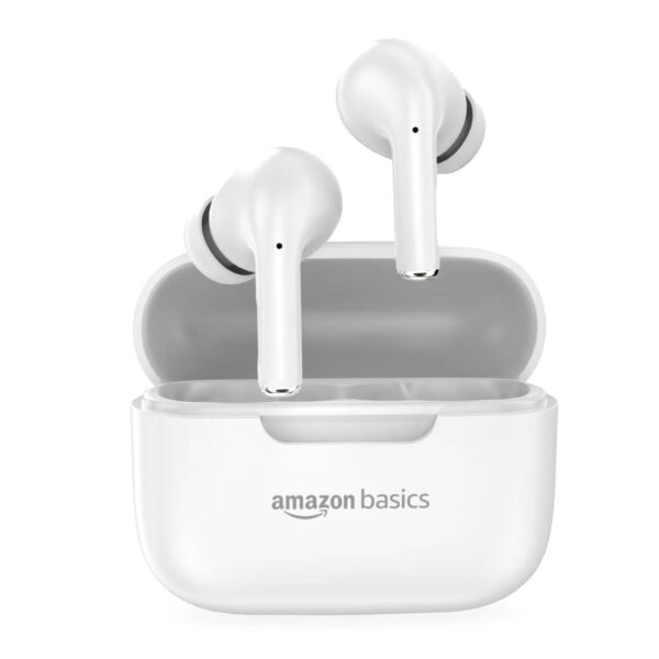 <h3>amazon basics TWS in-Ear Earbuds (S19) with Fast Charging up to 50 Hours of Playtime | Dual 10mm Driver | IPX4 Water-Resistance | Bluetooth 5.3 | Touch Control (White)</h3>