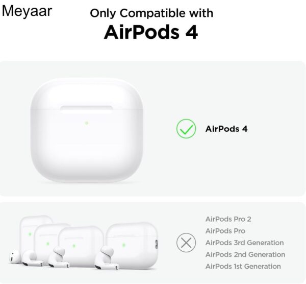 <h3>Meyaar Silicone Case for Apple Airpods 4 (2024) Cute Design for AirPods 4 with Active Noise Cancellation (ANC) with Keychain Shockproof Protective Case (Kitty (Peach))</h3>