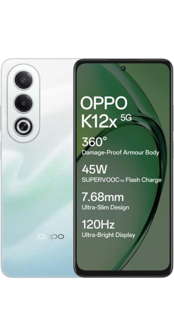 <h3>Oppo K12x 5G with 45W SUPERVOOC Charger in-The-Box (Breeze Blue, 128 GB) (6 GB RAM)</h3>