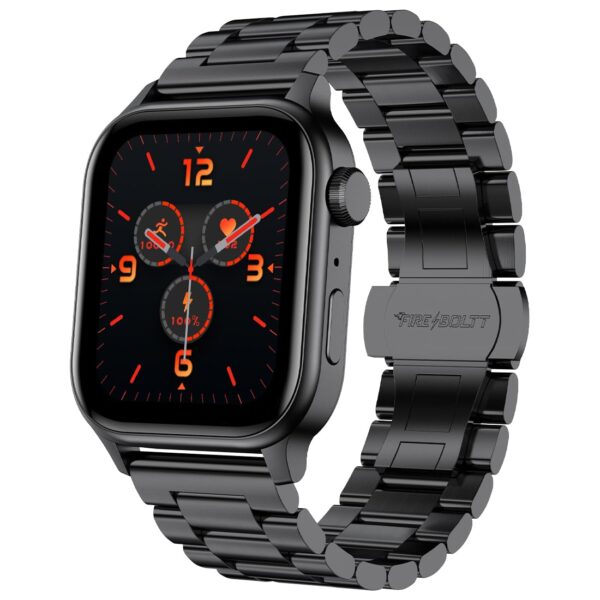 <h3>Fire-Boltt Rise Luxe Smart Watch with Stainless Steel, 47mm (1.85) Display Bluetooth Calling, Rotating Crown, AI Voice Assistant, 120 Sports Modes, Neon UI, SpO2 & Heart Rate Monitoring (Black SS)</h3>