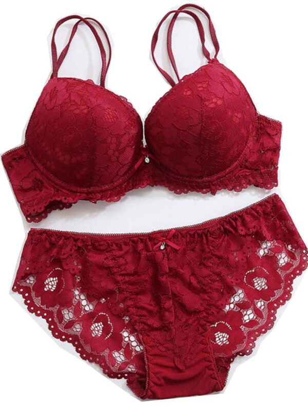 <h3>Bahucharaji Creation Women's Lace Push Up Underwired Solid Lingerie Set</h3>