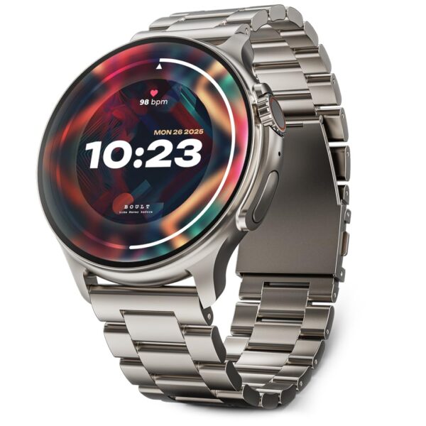 <h3>Boult Crown R Pro Smart Watch 1.43" HD AMOLED, Bluetooth Calling, Working Crown, Zinc Alloy Frame, 600 Nits Brightness, AI Voice Assistant, SpO2 Monitoring, 120+ Sports Mode (Silver)</h3>