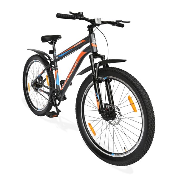 <h3>Urban Terrain Bolt Cycle MTB 26T Single Speed Bike with Front Suspension, Disc Brake, Bell & Lock Bicycle for Men Mountain Bike UT5001S26ACC | Ideal for 13+ Years, Unisex, Frame : 16.5 inch, Black</h3>