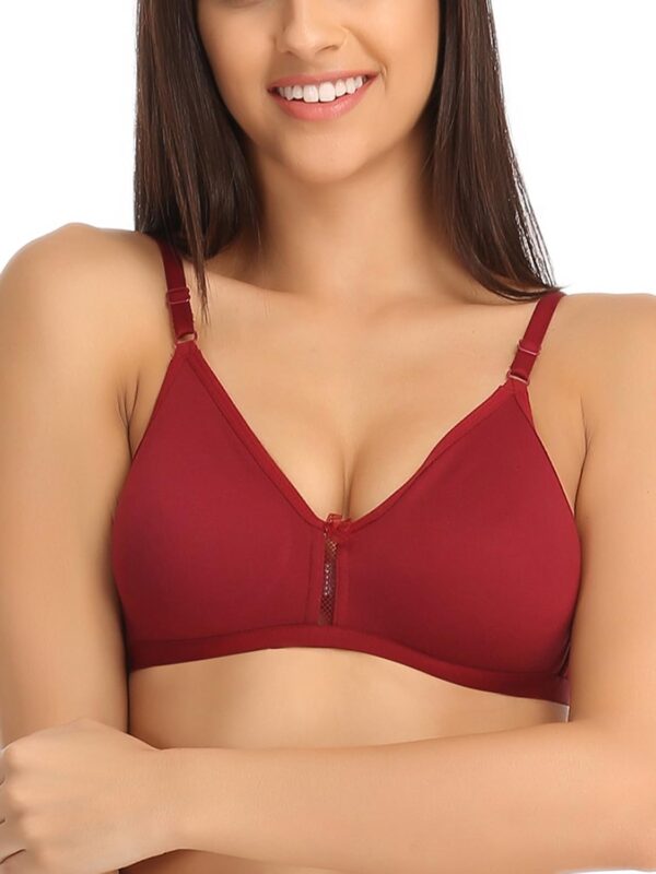 <h3>Clovia Women's Cotton Rich Solid Non-Padded Full Cup Wire Free T-Shirt Bra in Red</h3>