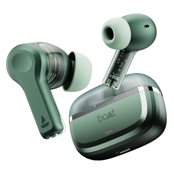 <h3>boAt Nirvana Space, 360º Spatial Audio, Active Noise Cancellation (~32dB), 100Hrs Battery,4Mics ENx, Fast Charge, v5.3 Bluetooth Earbuds, TWS Ear Buds Wireless Earphones with mic (Cosmos Green)</h3>