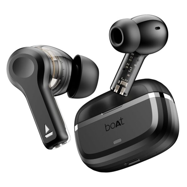 <h3>boAt Nirvana Space, 360º Spatial Audio, Active Noise Cancellation (~32dB), 100Hrs Battery,4Mics ENx, Fast Charge, v5.3 Bluetooth Earbuds, TWS Ear Buds Wireless Earphones with mic (Cosmic Black)</h3>