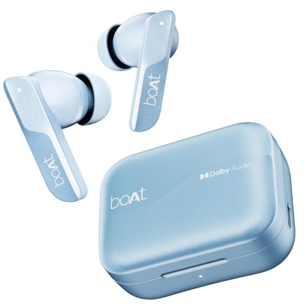 <h3>boAt Airdopes 800, Dolby Audio, Adaptive EQ by Mimi, 4Mics AI ENx, App Support, Fast Charge, Low Latency, IPX5, v5.3 Bluetooth TWS in Ear Earbuds Wireless Earphones with mic (Interstellar Blue)</h3>